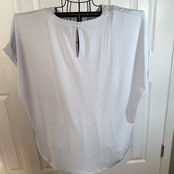 Ann Taylor Light Blue Flowy Chiffon Blouse with Pleated Front | Size XXL - Picture 2 of 8